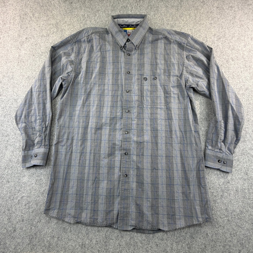 Wrangler George Strait Cowboy Cut Shirt Mens XLT Grey Blue Plaid MGSX058 Cotton